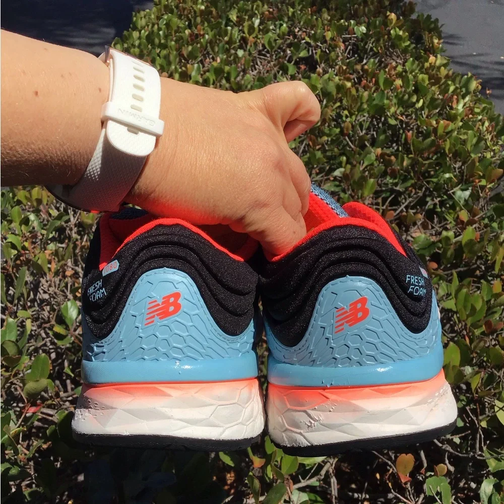 New Balance Women's Running Shoes - Light Blue with Coral Accents